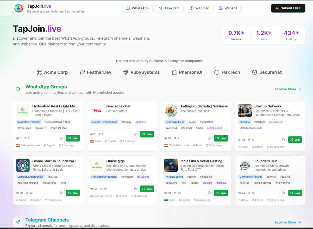 Screenshot of TapJoin.live