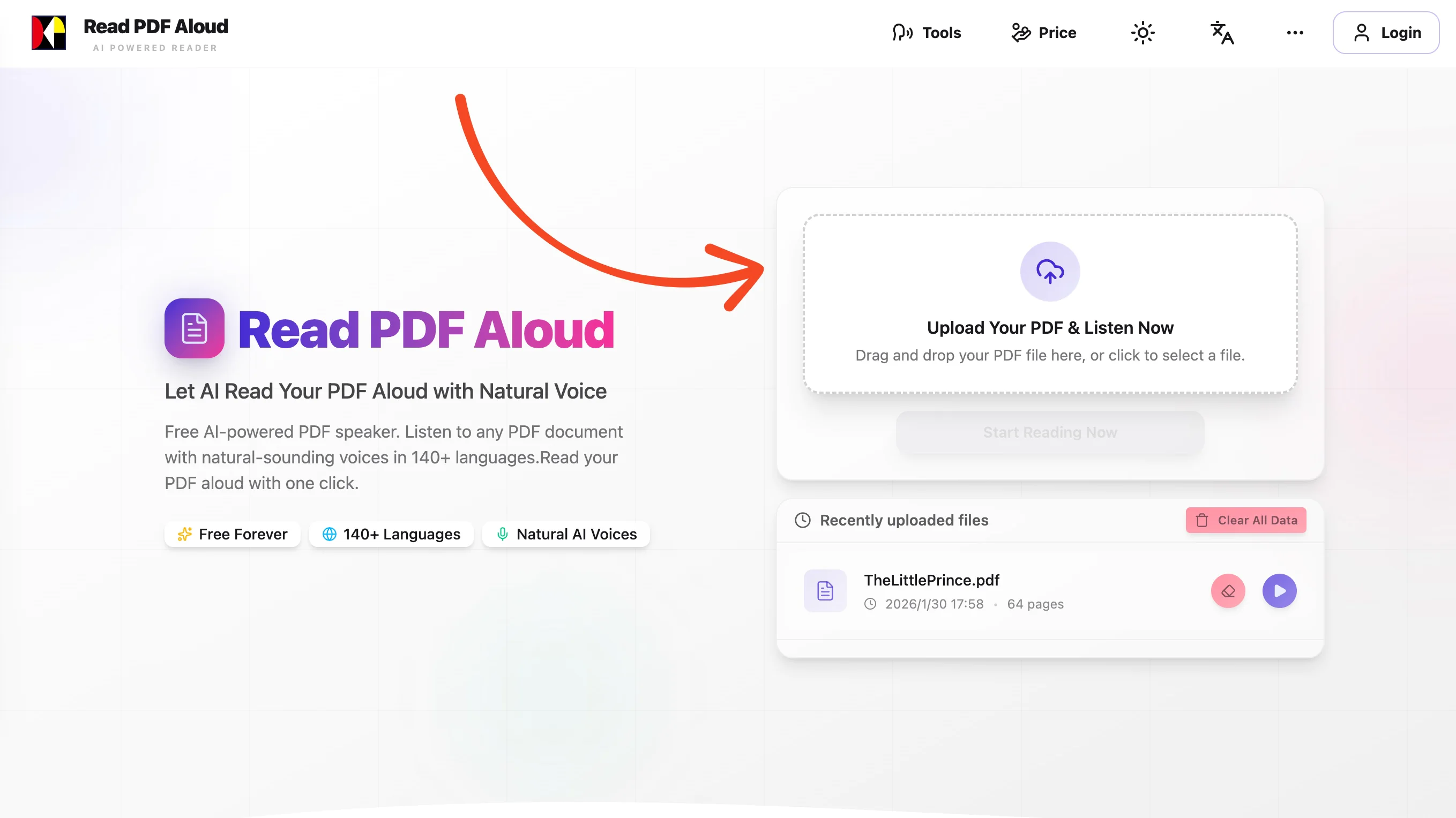 Screenshot of Read PDF Aloud