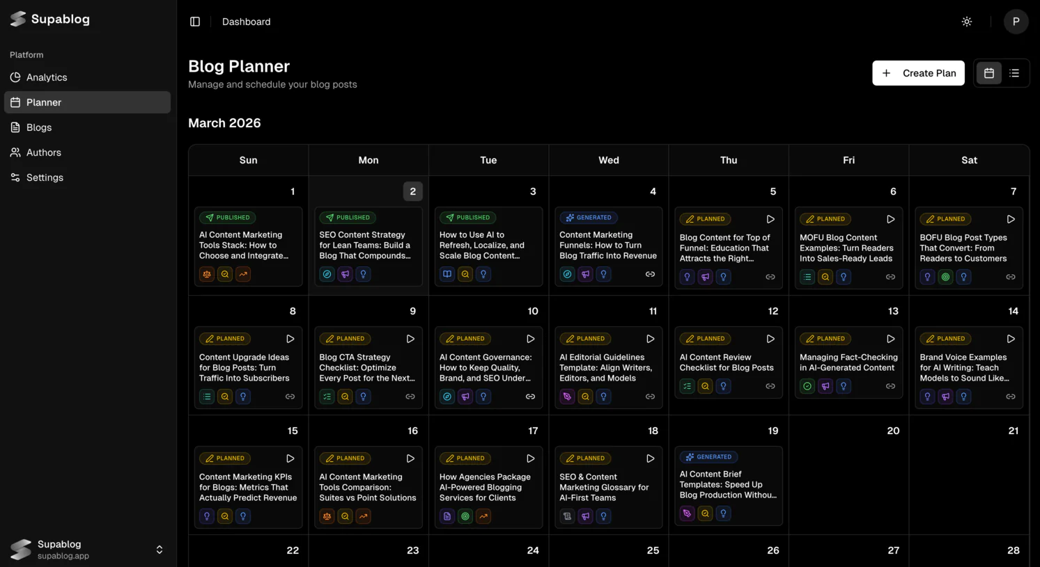 Screenshot of Supablog