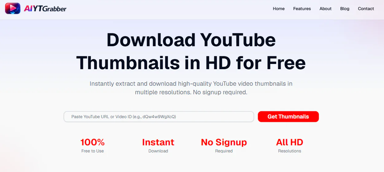 Screenshot of YouTube Thumbnail Downloader