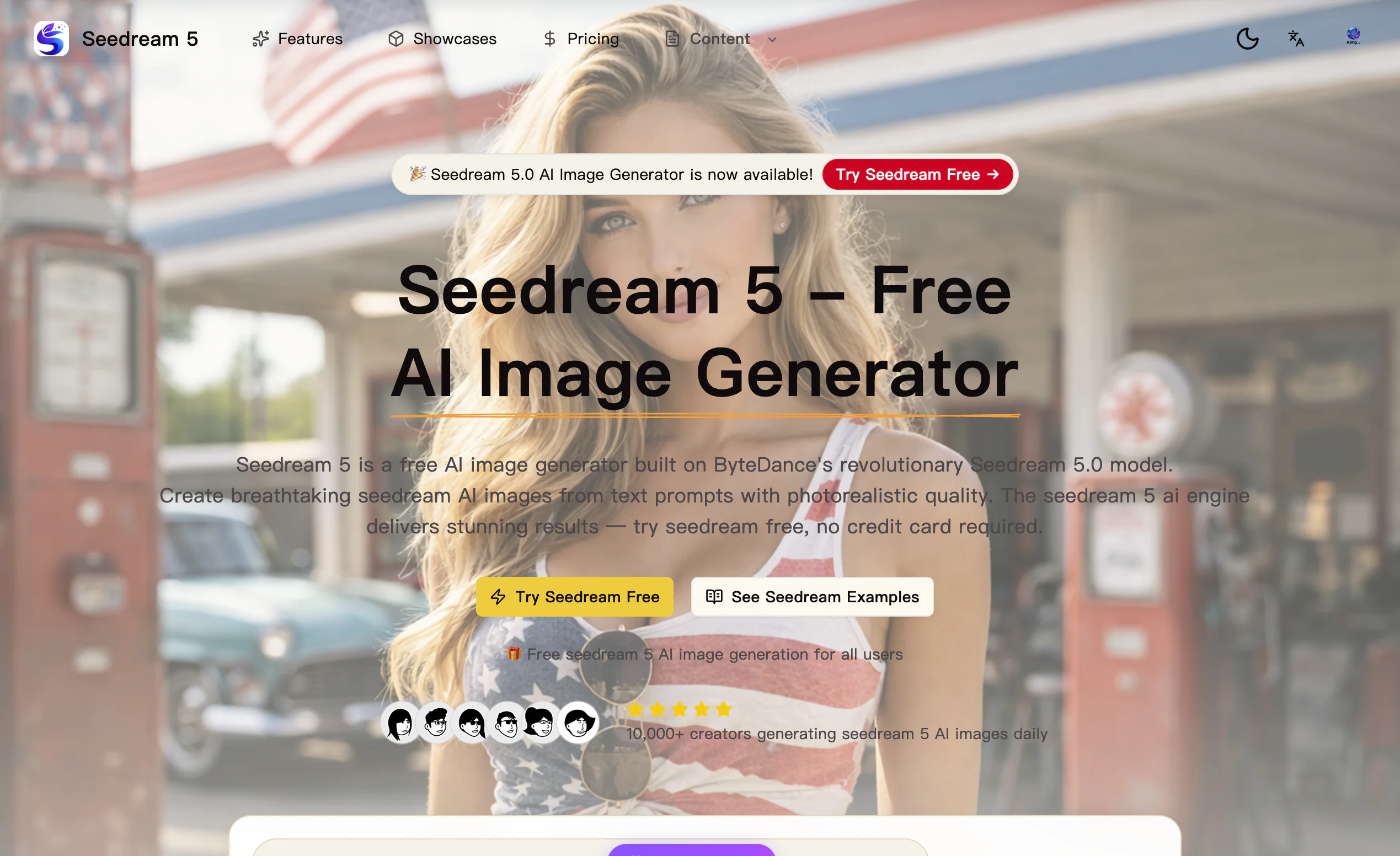 Screenshot of Seedream 5 (Free AI Image Generator)