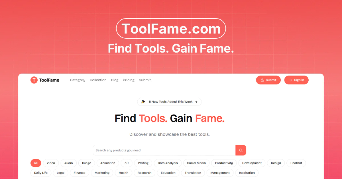 Screenshot of ToolFame
