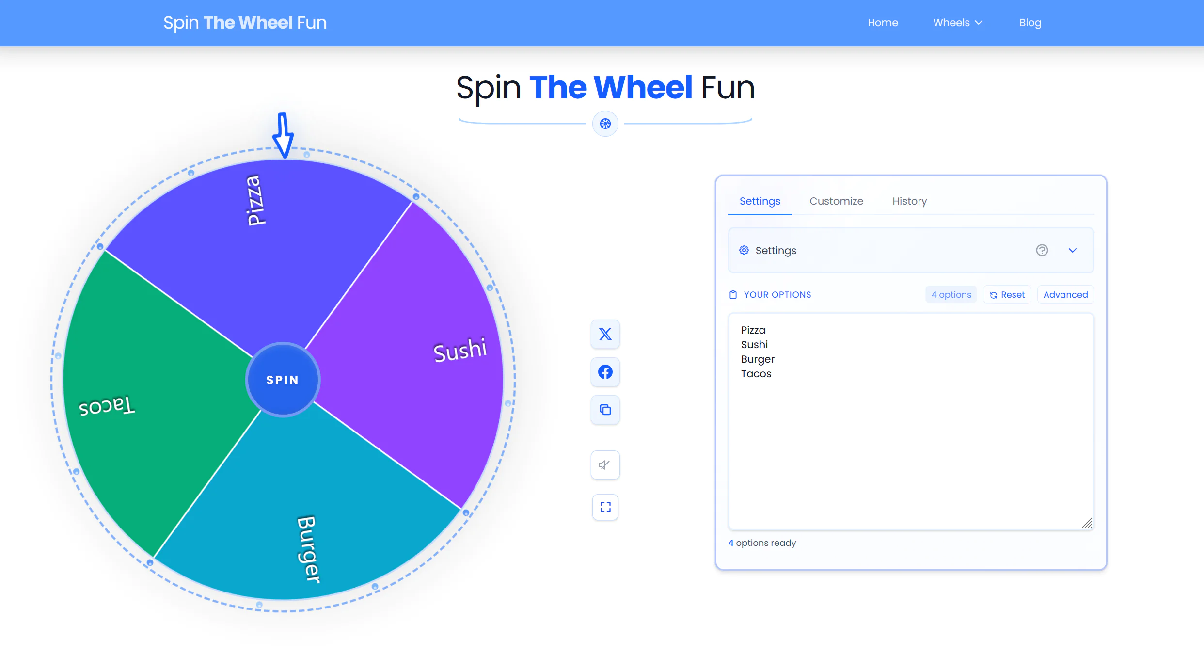 Screenshot of SpinTheWheelFun