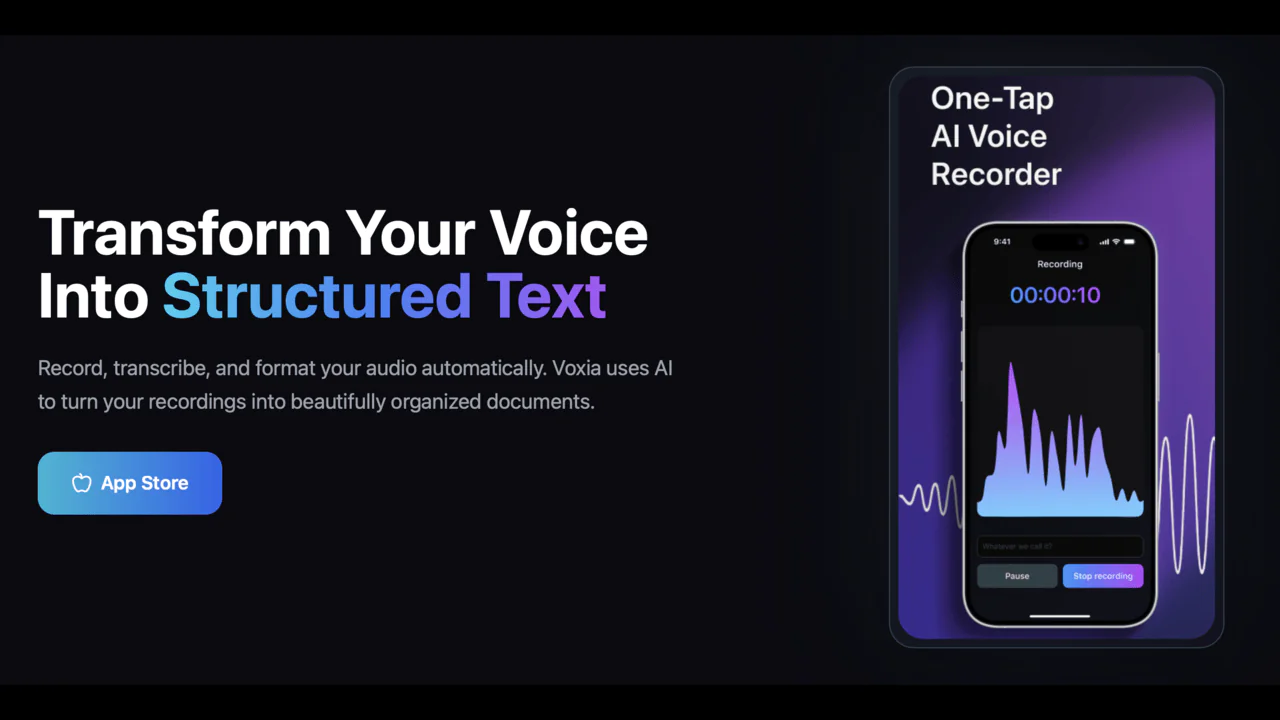 Screenshot of Voxia Transcribe Audio