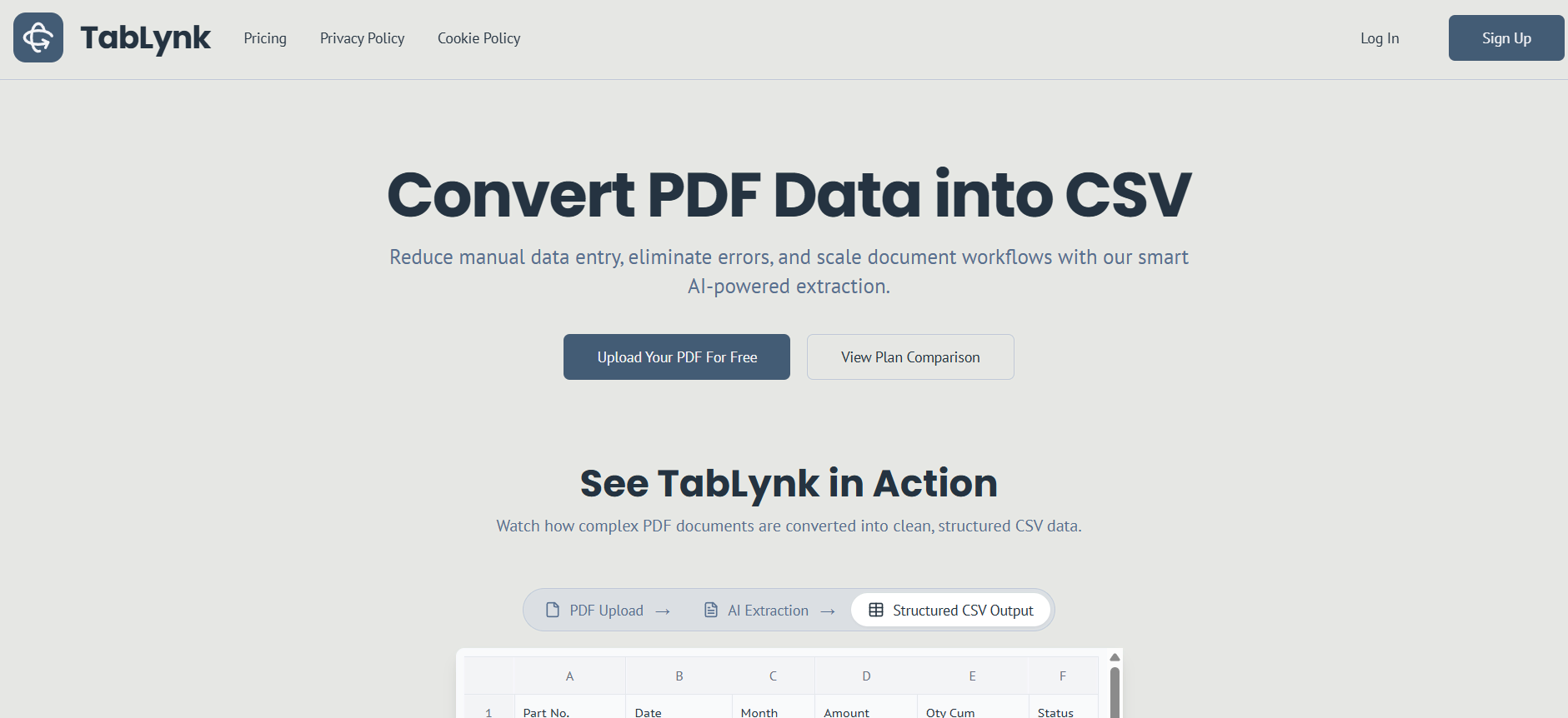 Screenshot of TabLynk AI