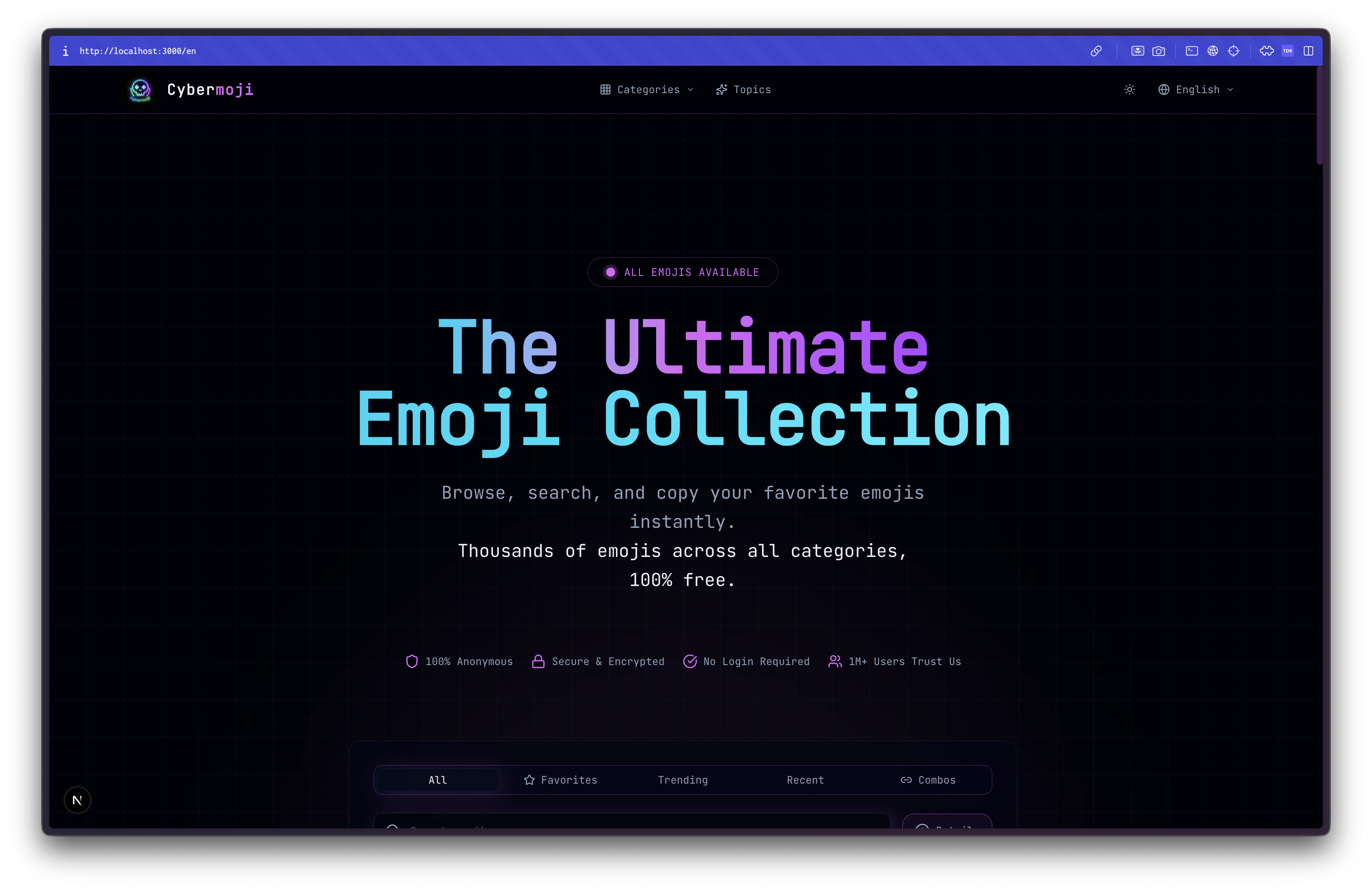 Screenshot of cybermoji