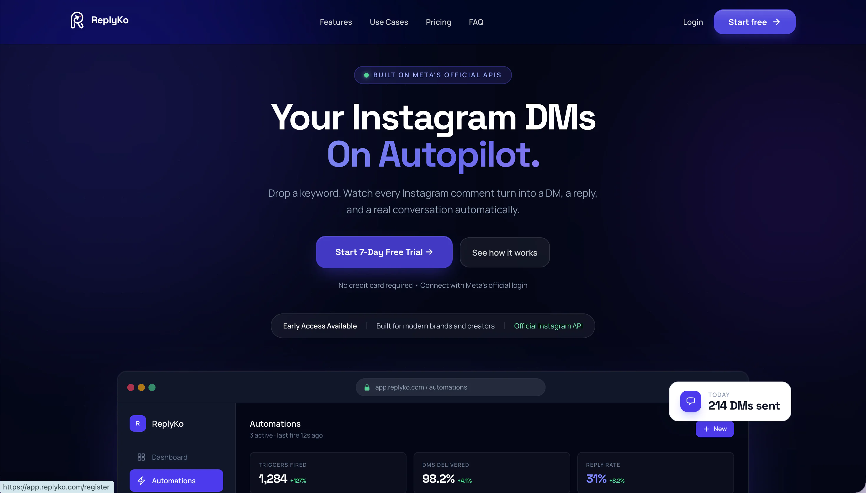 Screenshot 2 of Instagram DM Automation