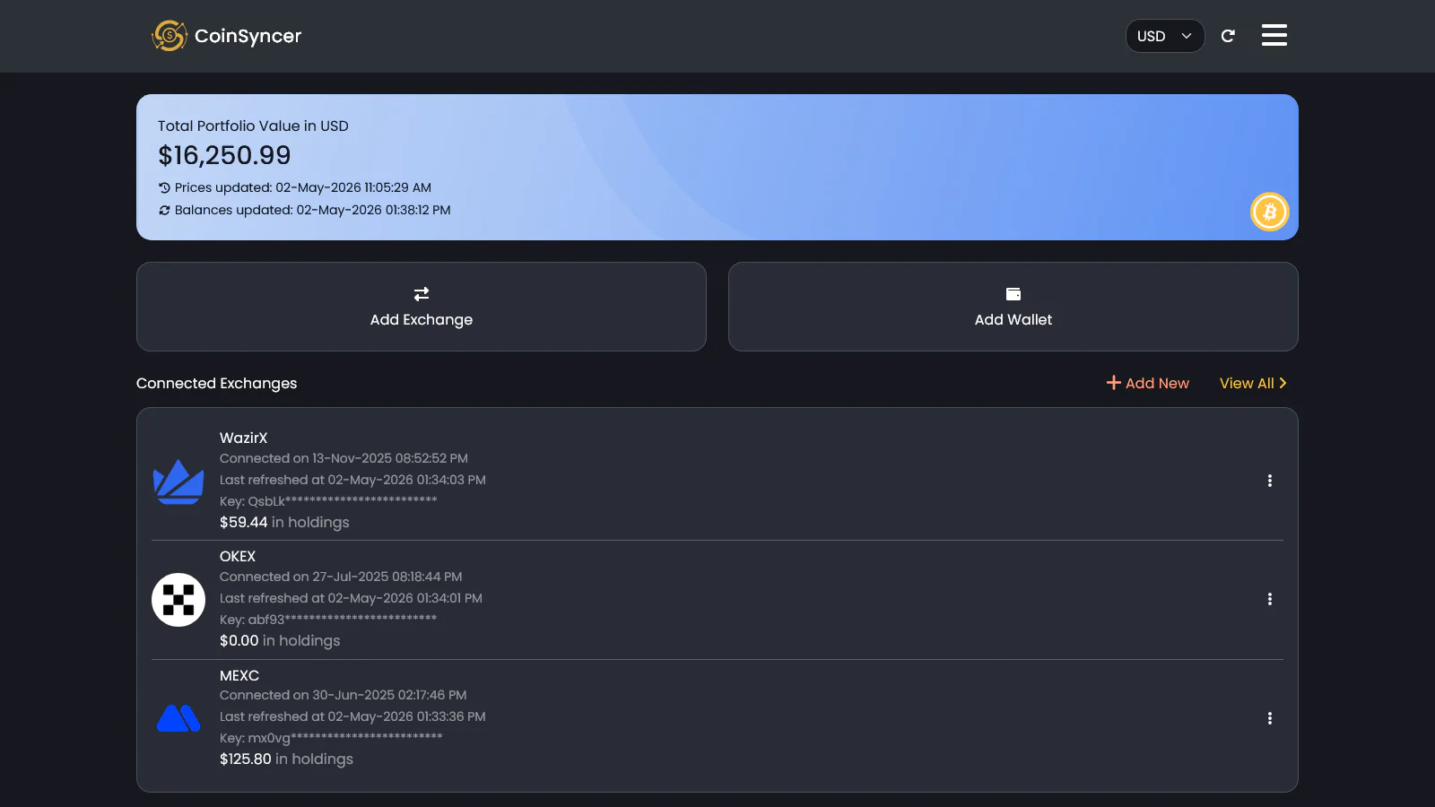 Screenshot of CoinSyncer