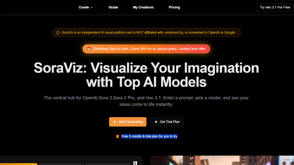 Screenshot of SoraViz: Visualize Text to Video | All-in-One AI Generator