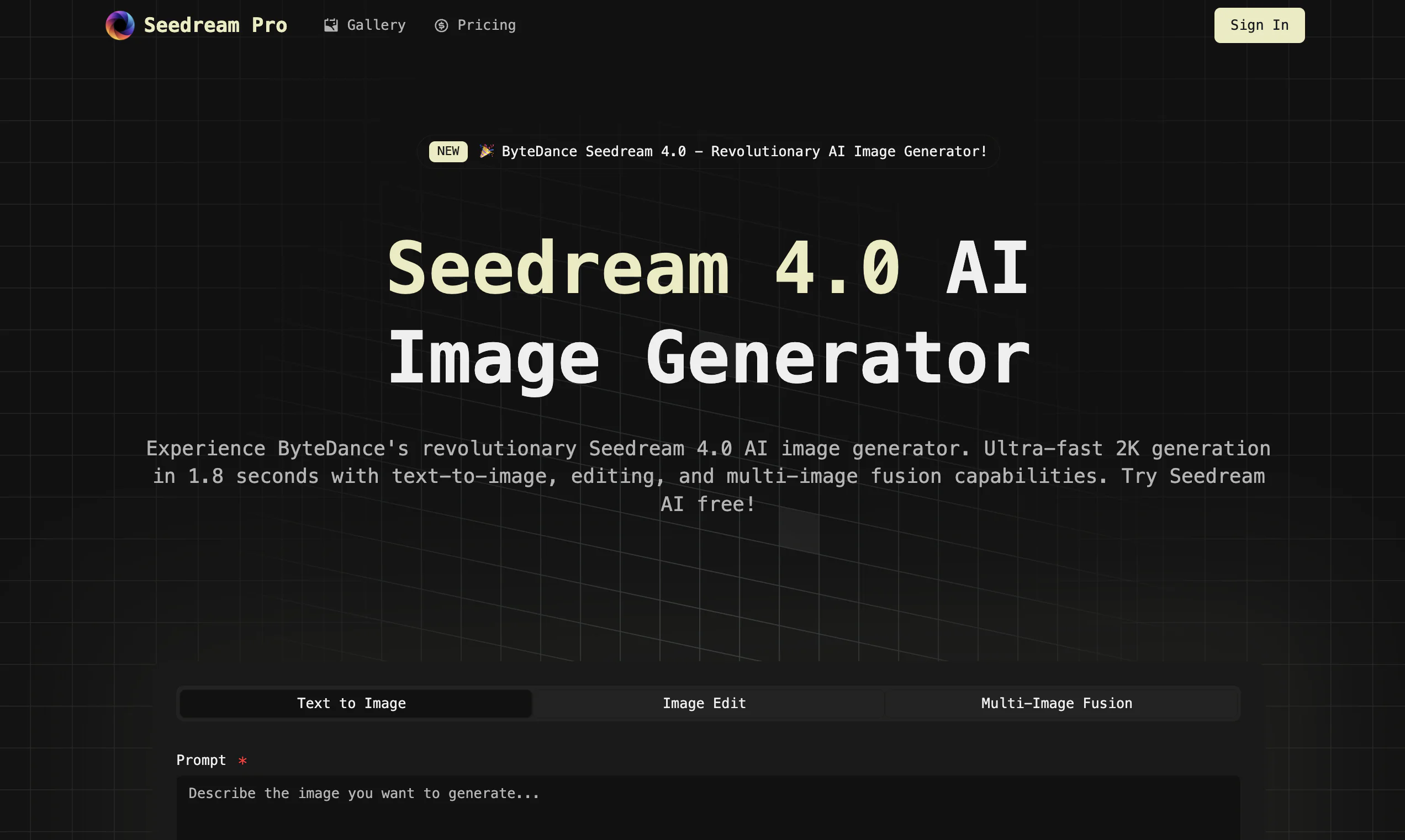 Screenshot of Seedream Pro