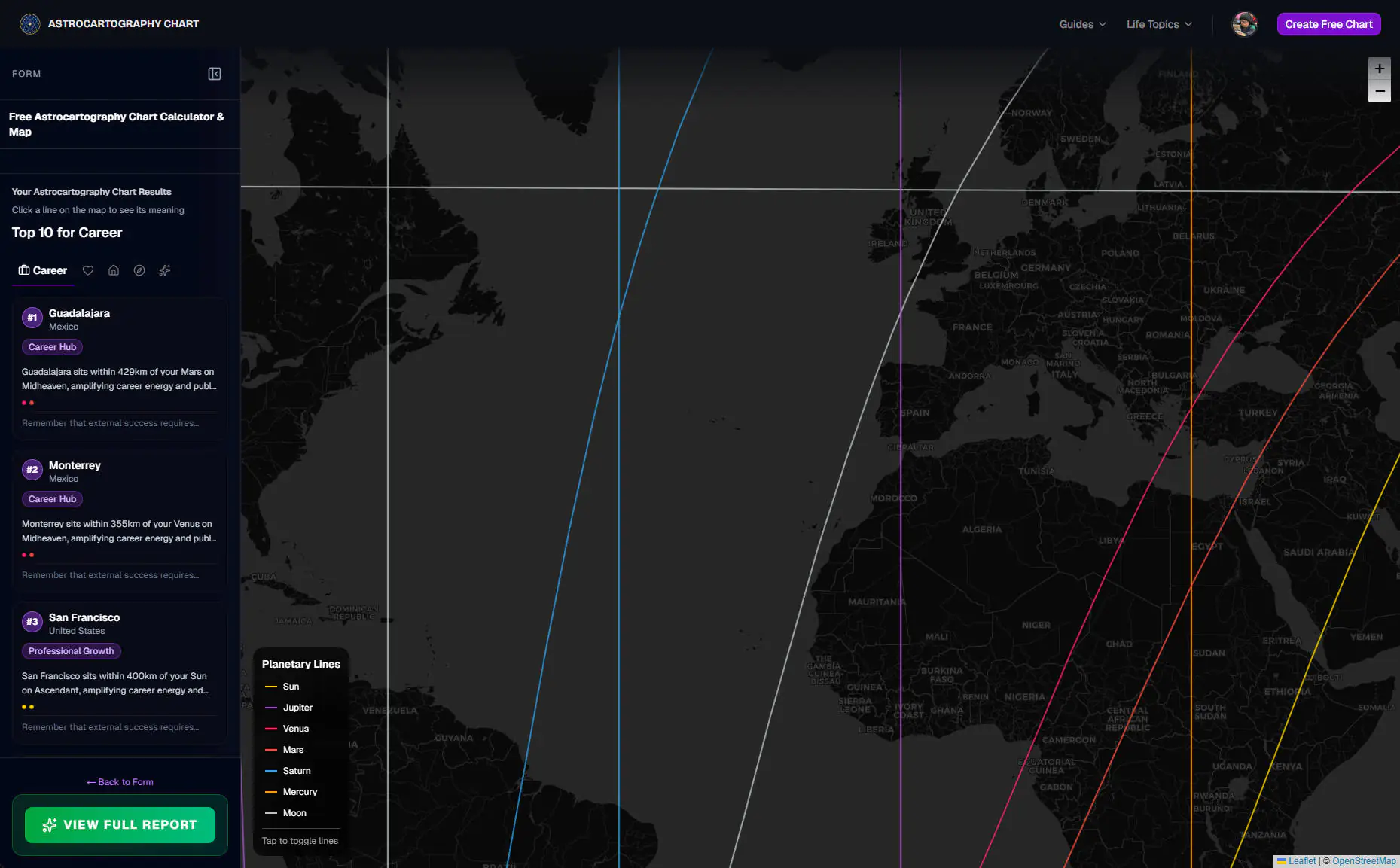 Screenshot of astrocartographychart