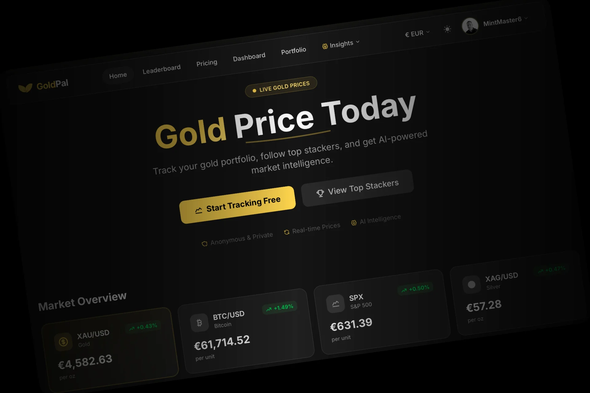 Screenshot of GoldPal