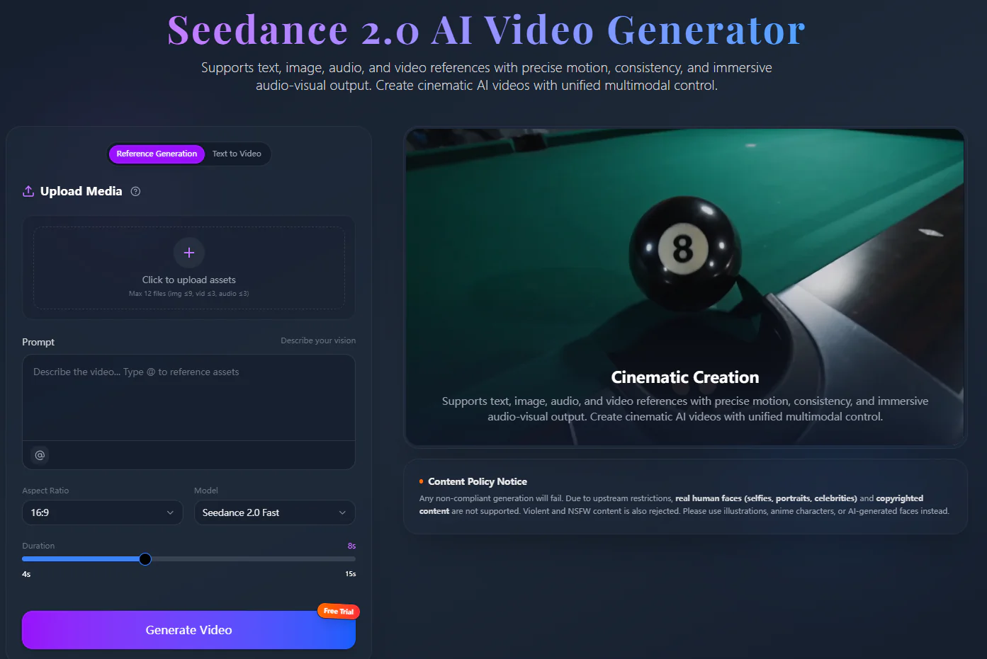 Screenshot 1 of JXP Seedance 2.0 AI Video Generator
