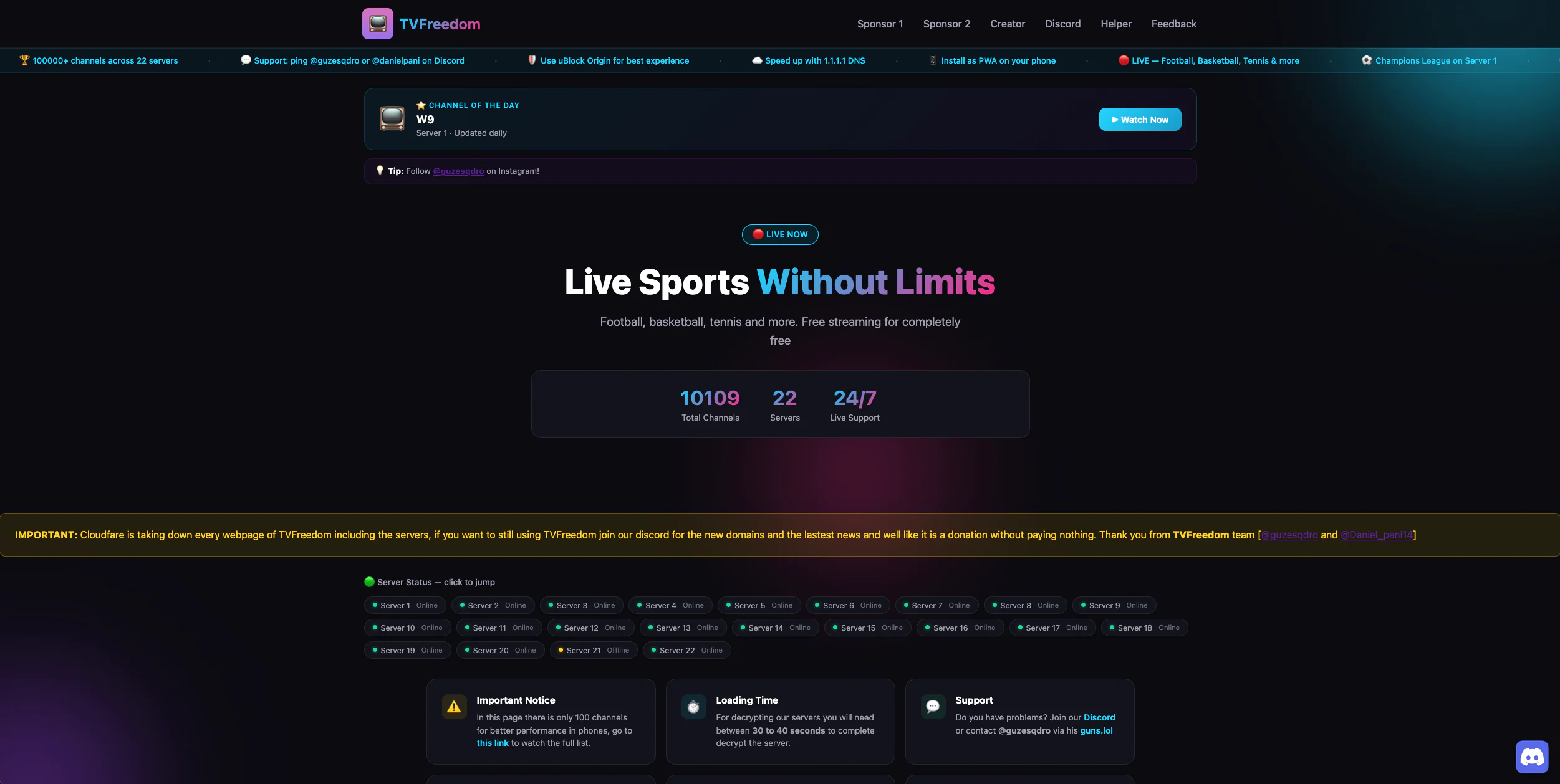 Screenshot of TVFreedom