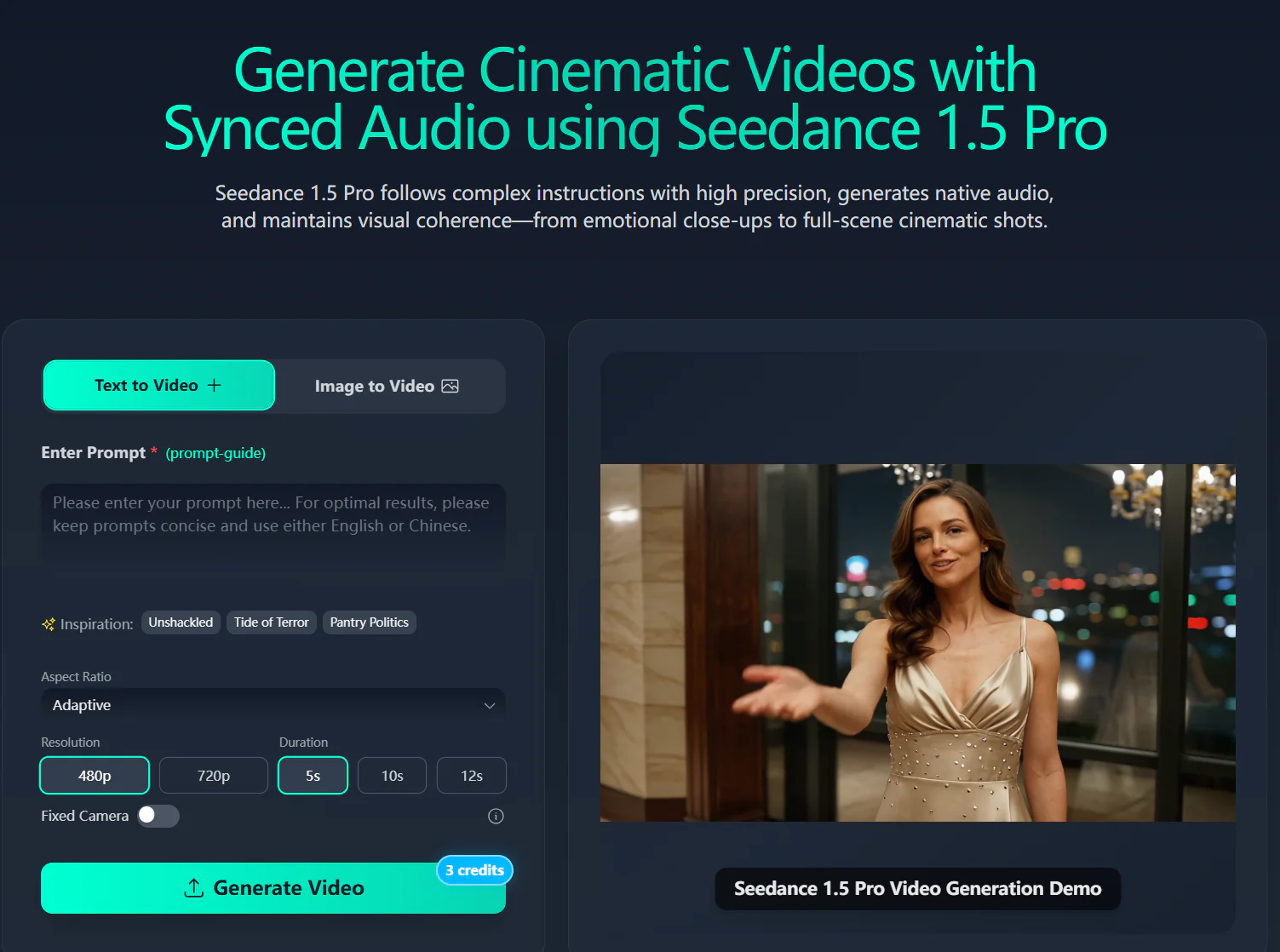 Screenshot of Seedance 1.5 Pro