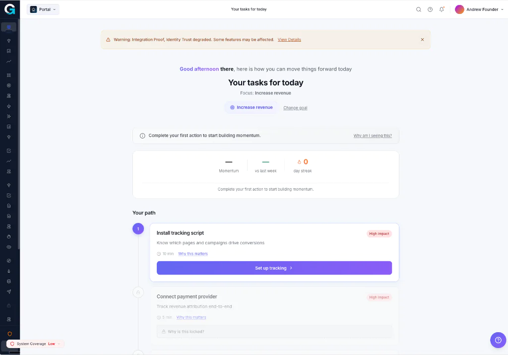 Screenshot of GrowthOS