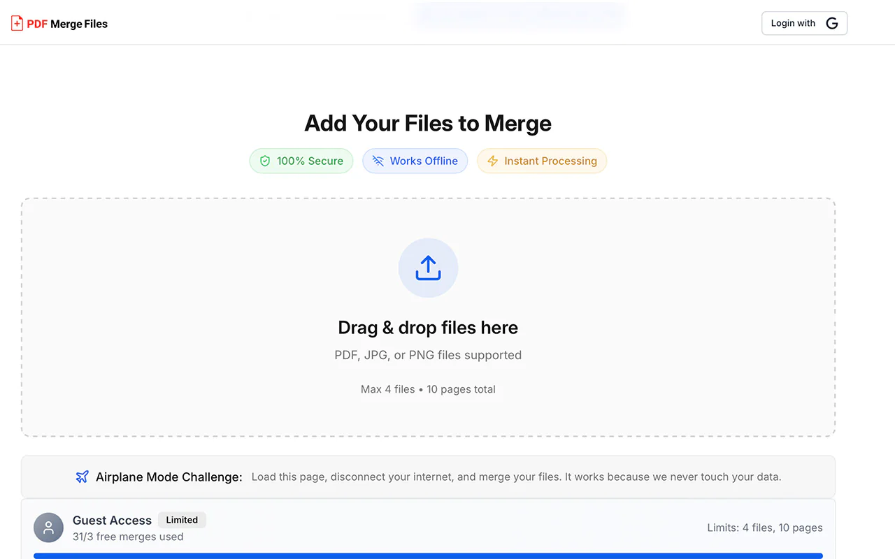 Screenshot of PDF Merge Files