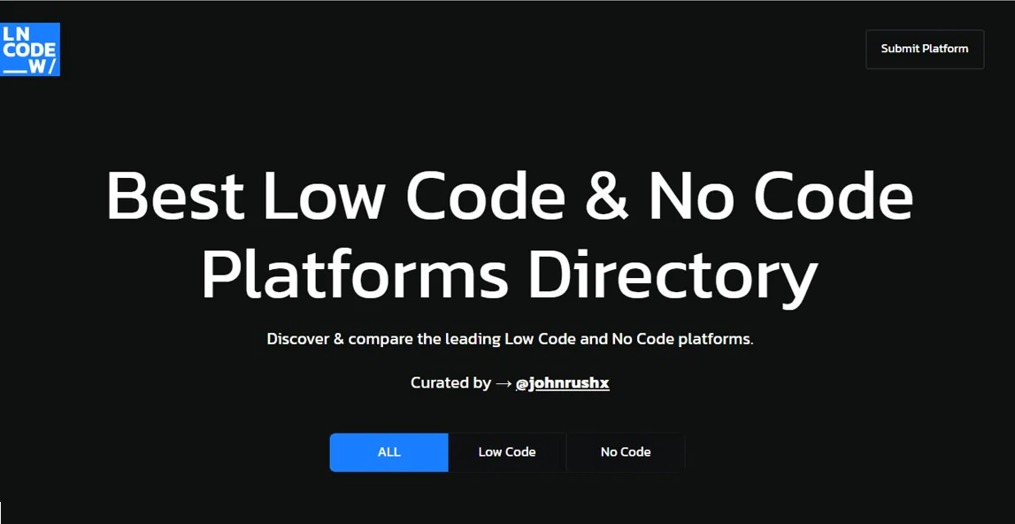 Screenshot of Low Code & No Code Platforms