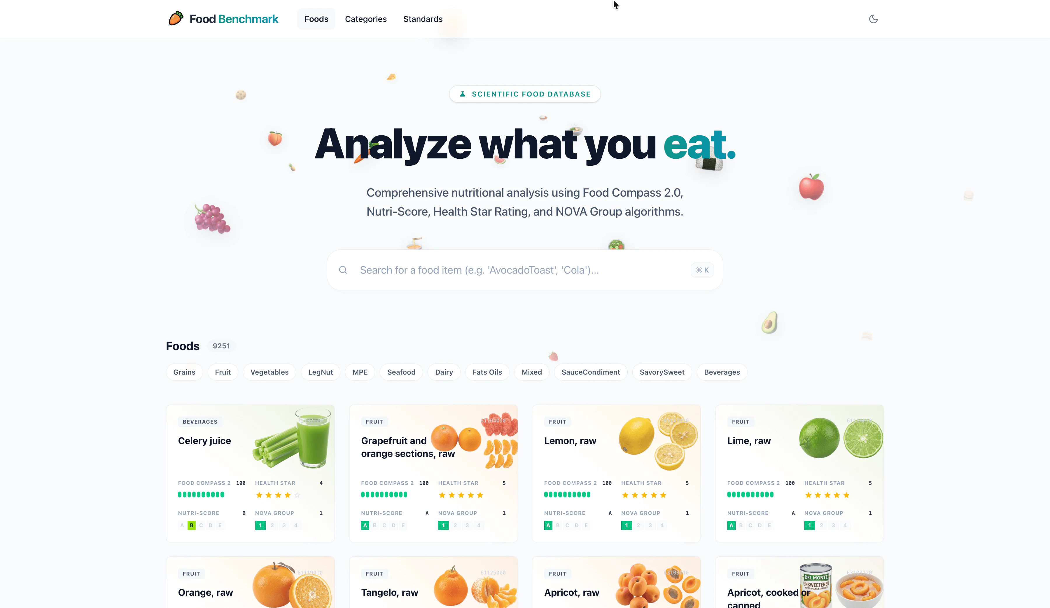 Screenshot of Food Benchmark