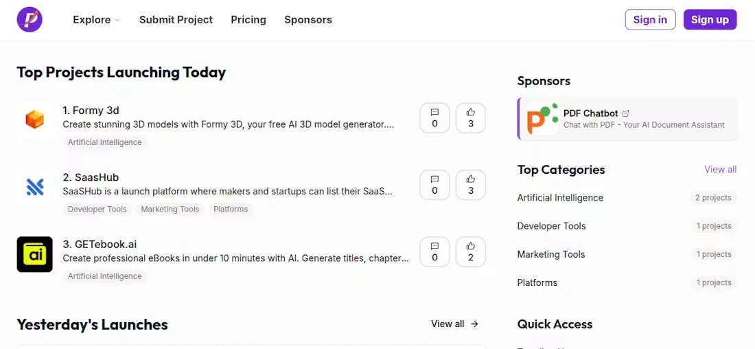 Screenshot of Product Launchify