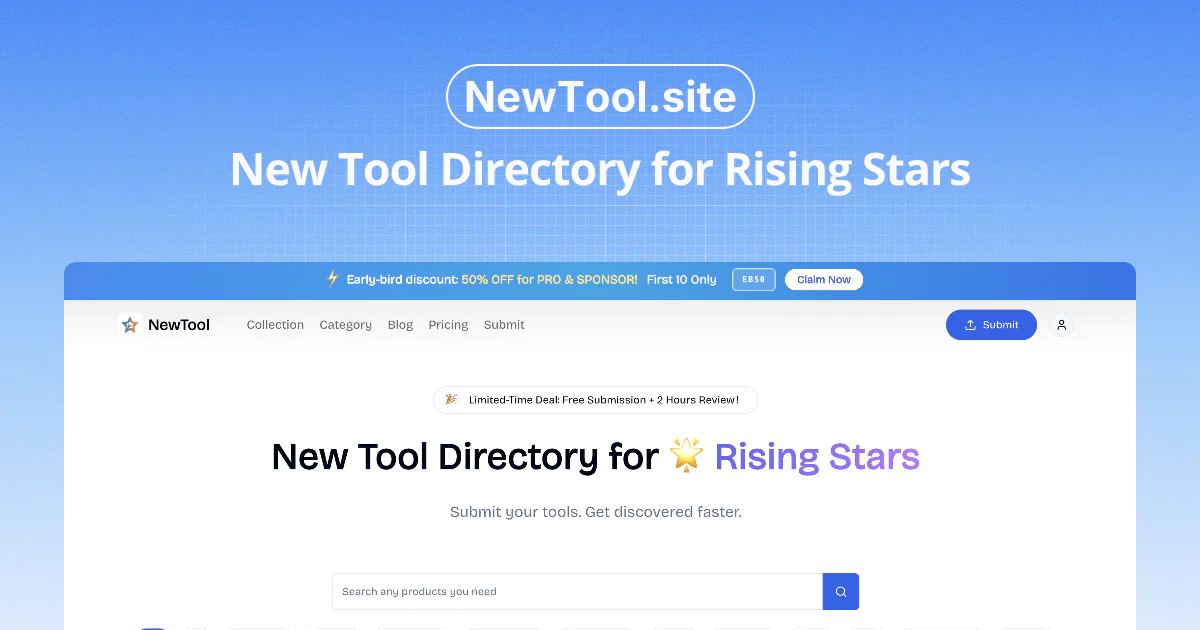 Screenshot of NewTool - Rising Star Tools Directory