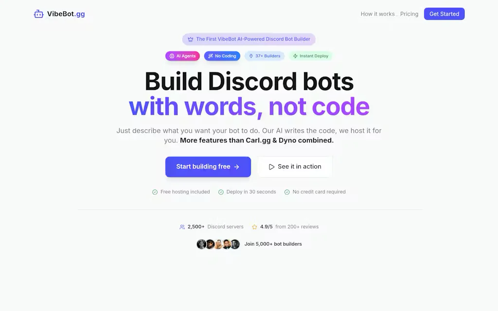 Screenshot of VibeBot