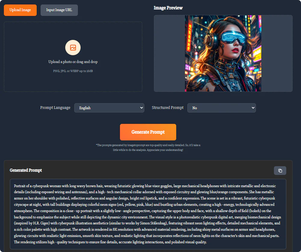 Screenshot of Image to Prompt