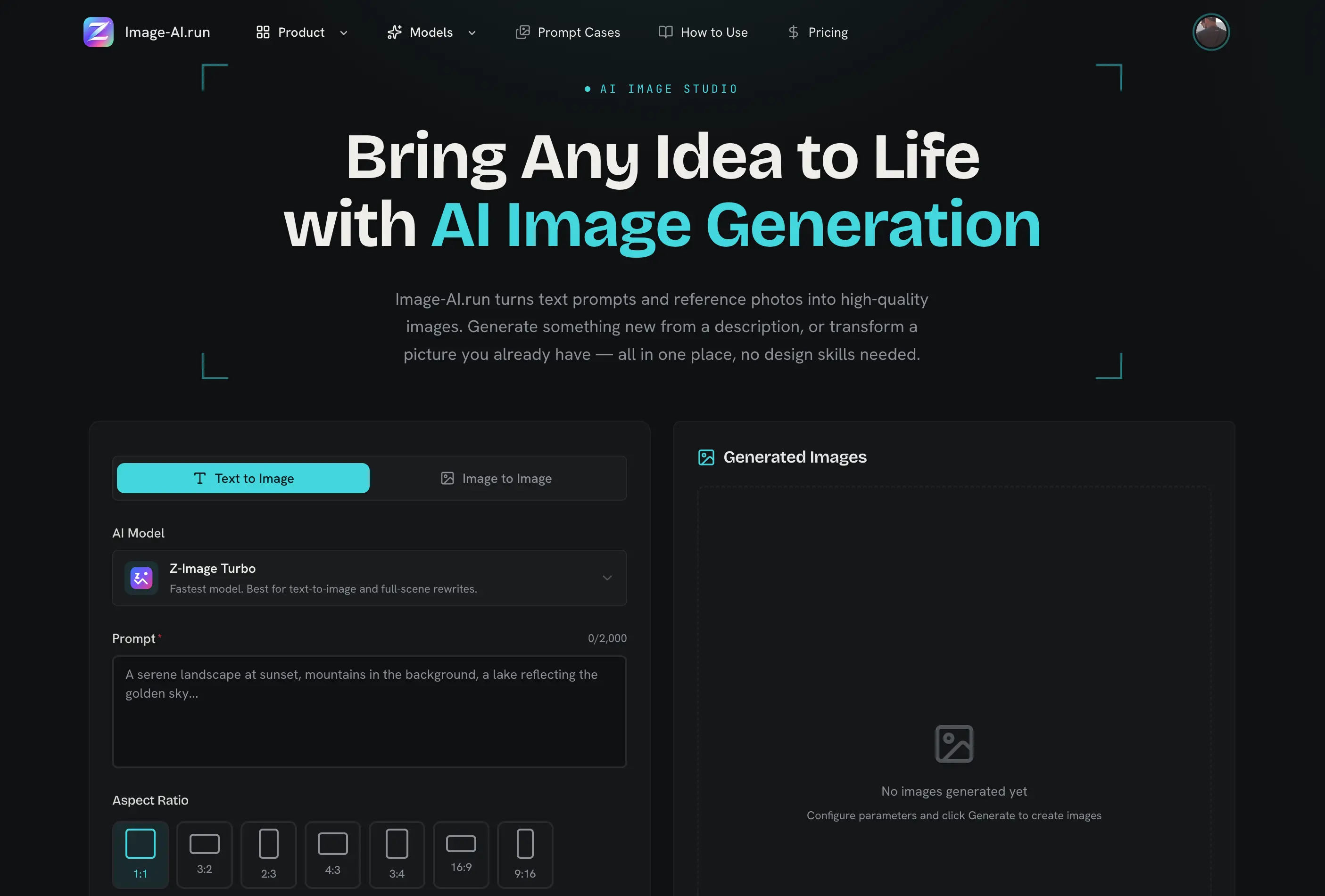Screenshot of Free AI Image Generator