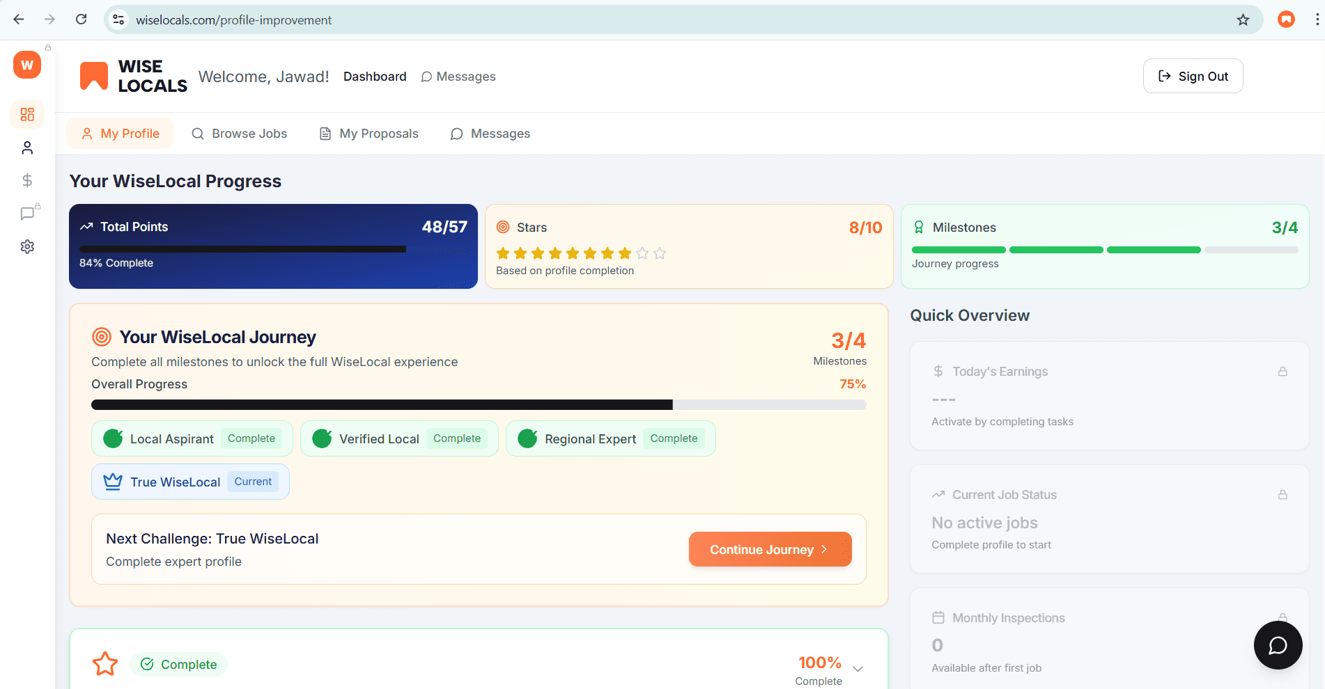 Screenshot of WiseLocals