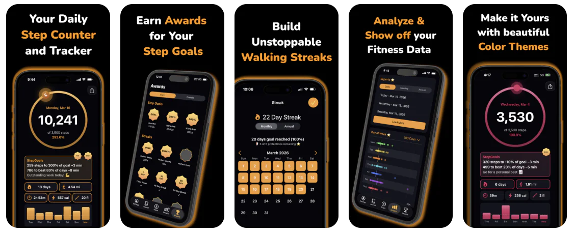Screenshot of StepGoals iOS App
