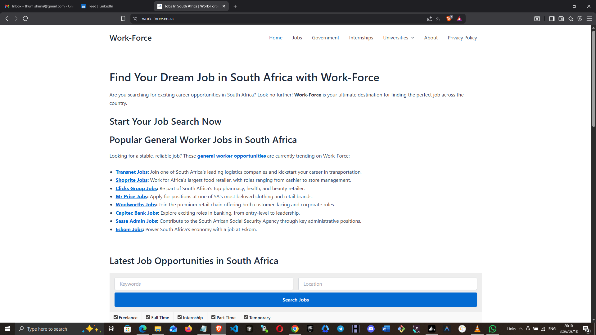 Screenshot of Work-force