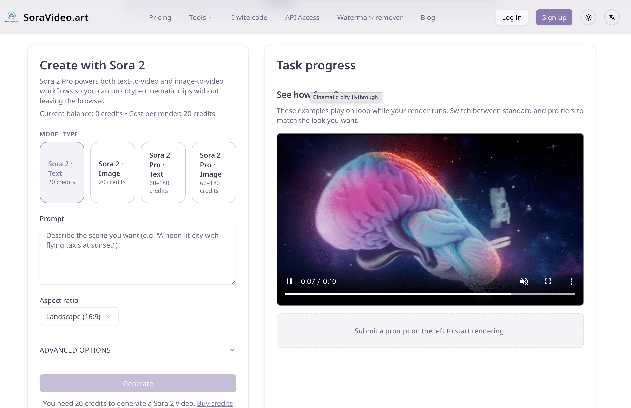 Screenshot of SoraVideo.art